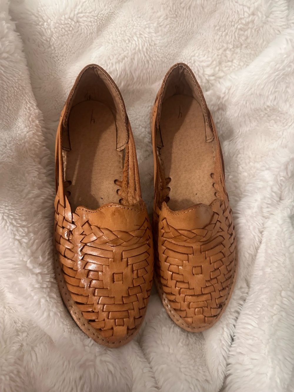 Authentic Mexican Woven Leather Slip-On Loafers- Tan